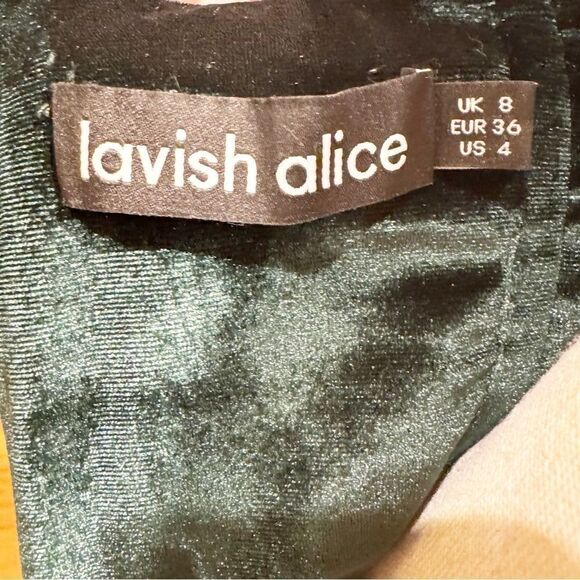 Lavish Alice LEILA Sparkle Emerald Green Velvet Dress with Off Shoulder Sz 4 - Picture 7 of 8